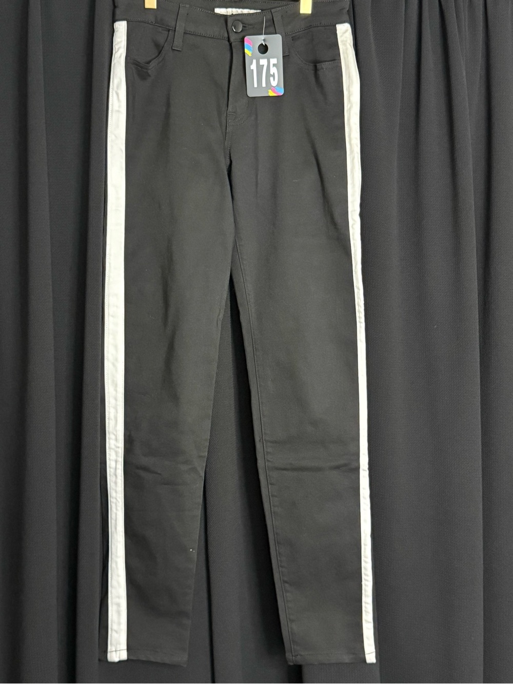 Women's Black Cropped Pants with White Side Stripe
